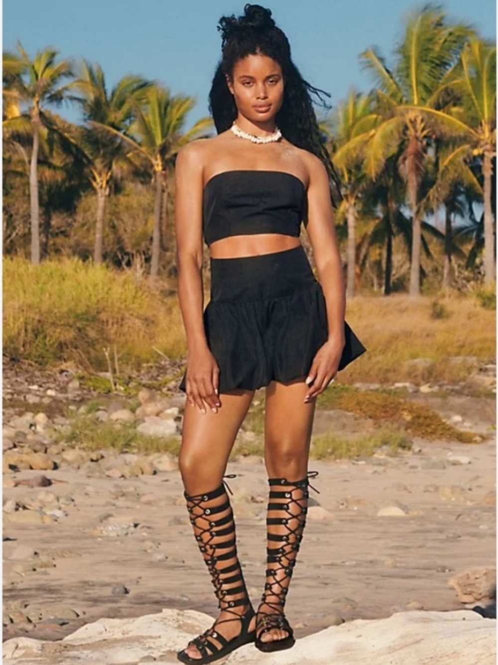 Free People Strapless Crop Top & Skirt Set